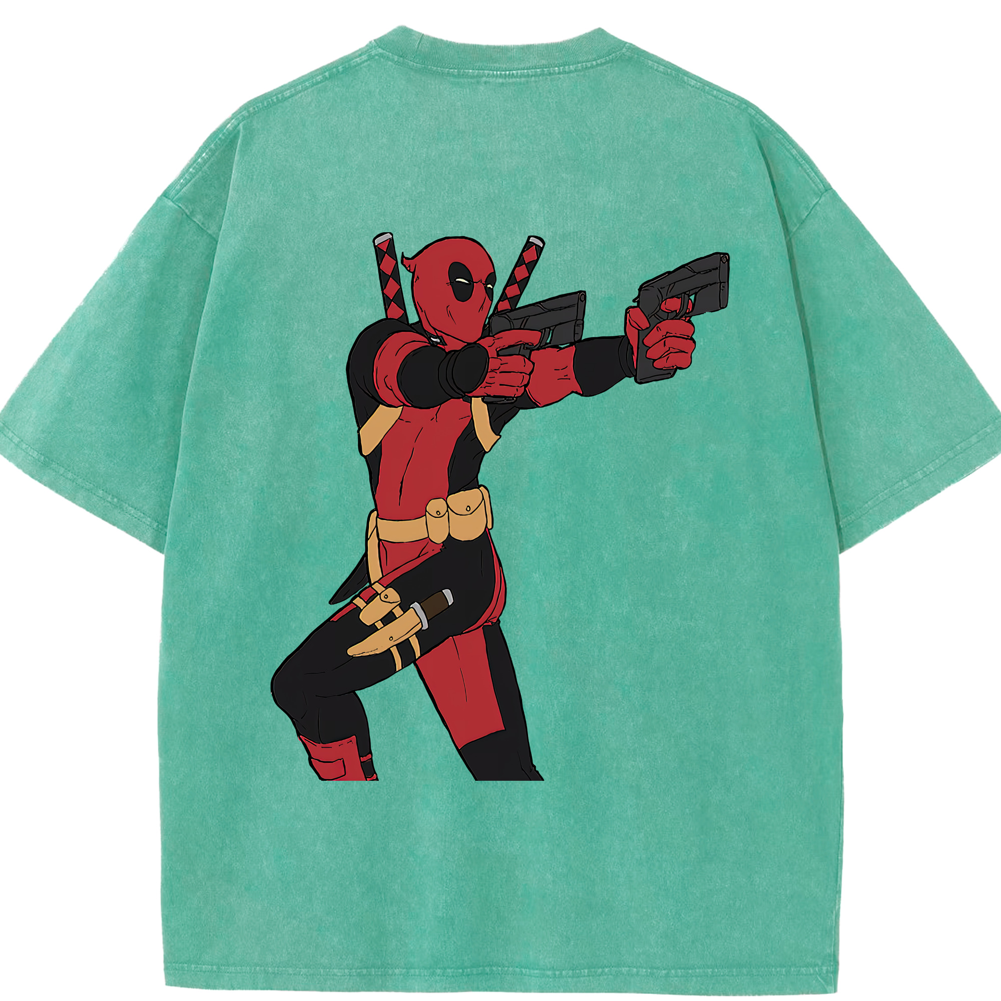 （画像用） Deadpool デッドプール 綿100% ヴィンテージ風 半袖Tシャツ（背面プリント）